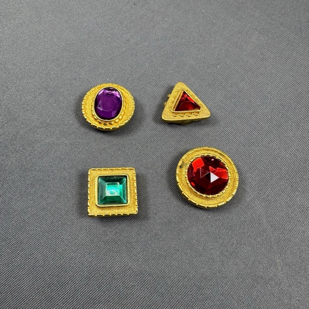 Faux Gem Gold Tone Button Covers, 4